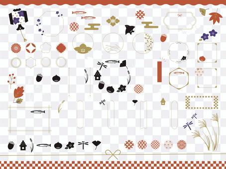 Autumn fashionable Japanese design material set 01 Autumn fashionable Japanese design material set 01