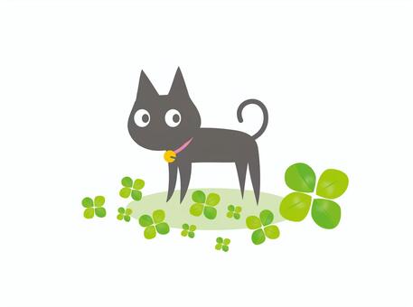 Black cat and four leaf clover Black cat and four leaf clover