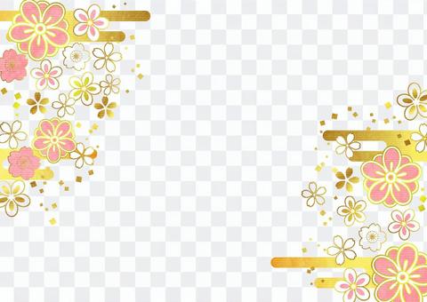 Pink Japanese flowers and cloud frame horizontal transparent ants Pink Japanese flowers and cloud frame horizontal transparent ants