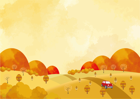 Autumn drive tourism watercolor style background material Autumn drive tourism watercolor style background material