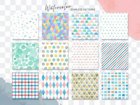 Hand drawn watercolor geometric pattern set Hand drawn watercolor geometric pattern set