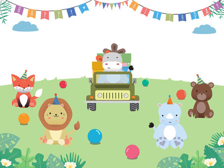 Birthday card celebrated by cute animals Birthday card celebrated by cute animals