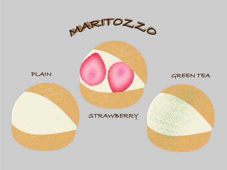 Maritozzo with three flavors Maritozzo with three flavors