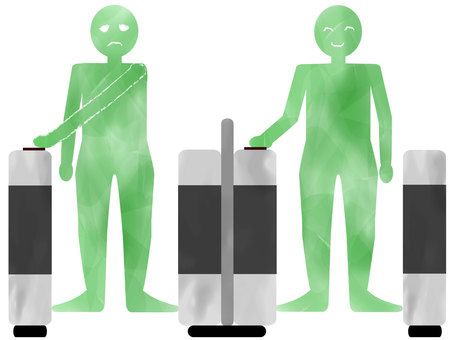 Right-handed automatic ticket gates are extremely inconvenient for left-handed people! green Right-handed automatic ticket gates are extremely inconvenient for left-handed people! green