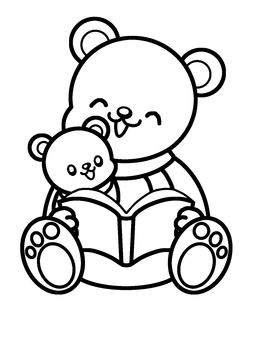 Bear parent and child storytelling for coloring book Bear parent and child storytelling for coloring book