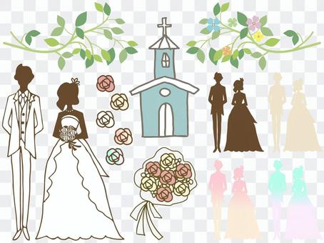 Hand-drawn illustration set for wedding ceremony Hand-drawn illustration set for wedding ceremony