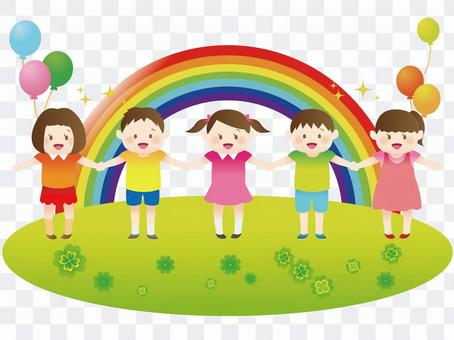 Rainbow with children Rainbow with children