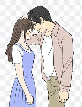 Couple sticking foreheads Couple sticking foreheads