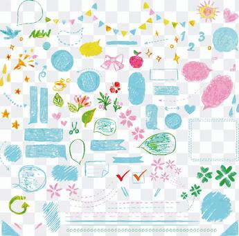 Rough handwritten icon girly draft material set Rough handwritten icon girly draft material set