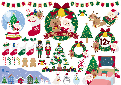 Christmas illustration material set Christmas illustration material set