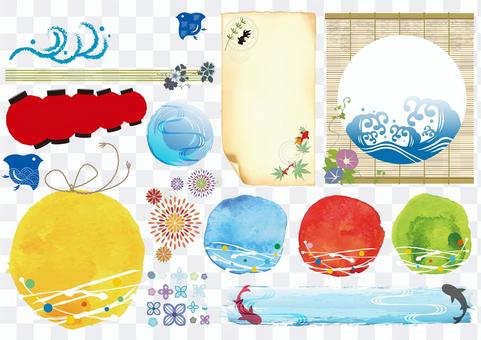 Summer frame Japanese style title decoration Summer frame Japanese style title decoration