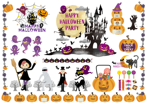 Halloween cute icon set Halloween cute icon set