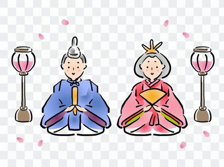 はんなりとしたひな人形のイラスト はんなりとしたひな人形のイラスト