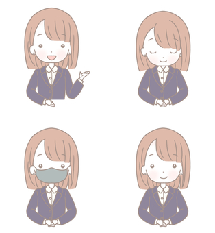 4 types of female poses in suits B 4 types of female poses in suits B
