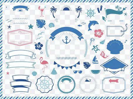 Decorative frames and icons (summer, sea, tropical) Decorative frames and icons (summer, sea, tropical)