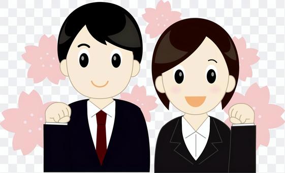 New employee men and women (with cherry blossoms) New employee men and women (with cherry blossoms)