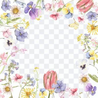 Spring flower and butterfly flower frame - frame Spring flower and butterfly flower frame - frame