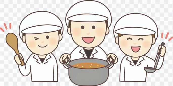 Cooking staff 3 people _ white coat Cooking staff 3 people _ white coat