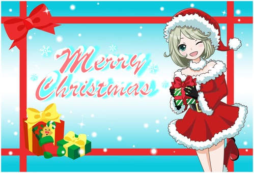 Christmas card santa girl Christmas card santa girl