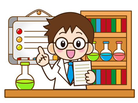 Boy in glasses explaining the experiment_vector Boy in glasses explaining the experiment_vector