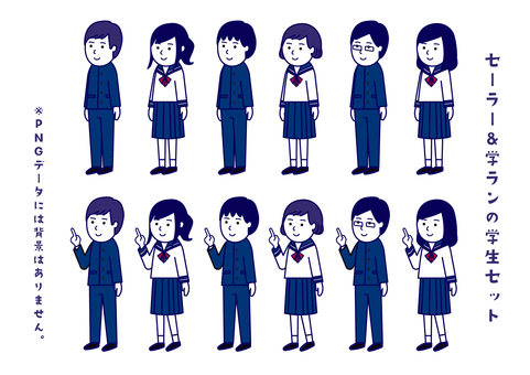 Student set of sailor suit & school run simple Student set of sailor suit & school run simple