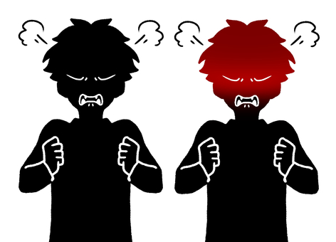 A man who is angry and red with both hands clasped A man who is angry and red with both hands clasped
