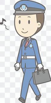 Security guard - walking - whole body Security guard - walking - whole body