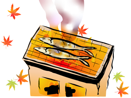 Pacific saury charcoal fire shichirin Pacific saury charcoal fire shichirin