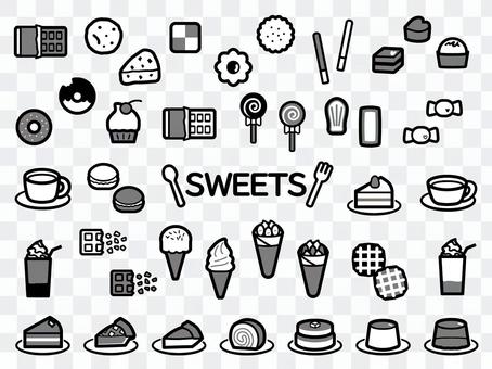 Sweets icon set black and white gray Sweets icon set black and white gray
