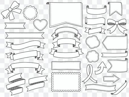 Simple line drawing style ribbon frame Simple line drawing style ribbon frame