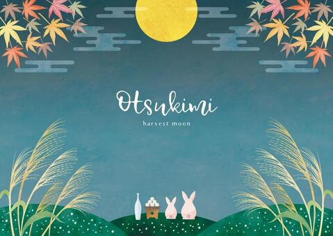 Autumn background frame 015 moon viewing watercolor Autumn background frame 015 moon viewing watercolor