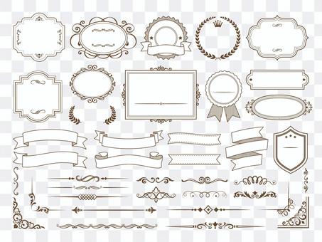 Vintage frame and decorative design set Vintage frame and decorative design set