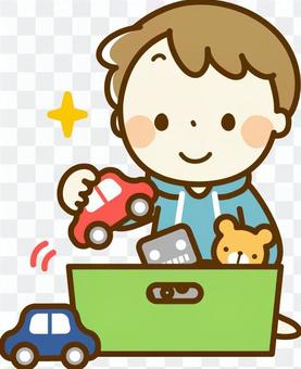A boy clears a toy A boy clears a toy