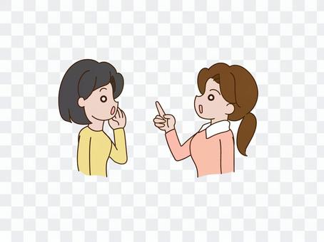 Two women talking face to face Two women talking face to face