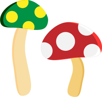 Mushroom 06 Green and Yellow Red and White Mushroom 06 Green and Yellow Red and White