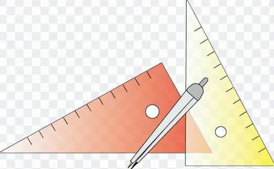 Triangular ruler and compass Triangular ruler and compass