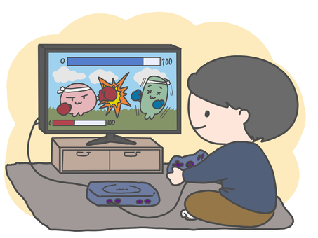 Boy playing a game (with color background) Boy playing a game (with color background)