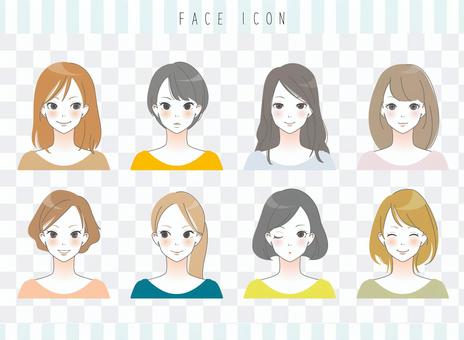 Adult female face icon Adult female face icon