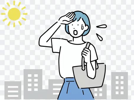 Woman in heat stroke sunlight Woman in heat stroke sunlight
