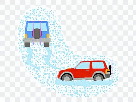 Snowy road and car Snowy road and car
