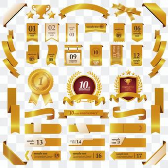 Ribbon / laurel crown / label / frame set Ribbon / laurel crown / label / frame set