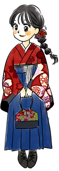 Girl in dark blue hakama Girl in dark blue hakama