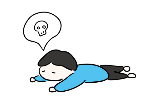 Illustration of a man who is tired and collapses Illustration of a man who is tired and collapses