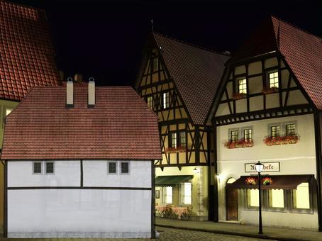 Scenery of the medieval building style city of the night Scenery of the medieval building style city of the night