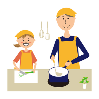 Father and girl cooking Father and girl cooking