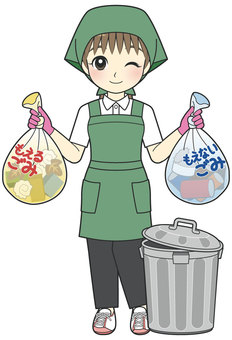Female clerk who puts out garbage Female clerk who puts out garbage