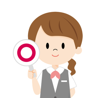Female receptionist_round mark Female receptionist_round mark