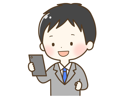 A man in a suit who is pleased to see a smartphone A man in a suit who is pleased to see a smartphone