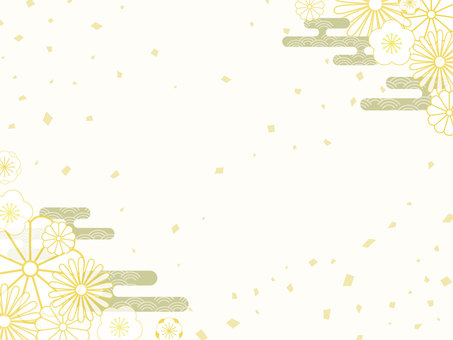 花和五彩紙屑日本樣式框架背景 花和五彩紙屑日本樣式框架背景
