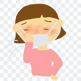 A girl who has a cold with a mask A girl who has a cold with a mask